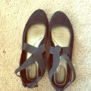 Black lace up ballerina flats